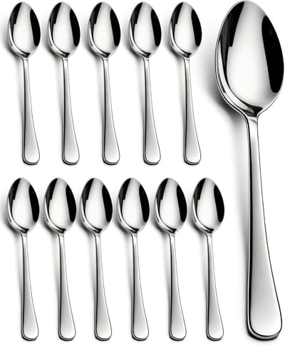 Elegante RVS Koffielepels van 14 cm - Set van 12 - Vaatwasmachinebestendig en Hoogglans Gepolijst - Ideaal voor Dessert, Espresso en Cappuccino