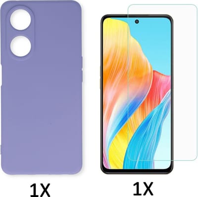 Casemania Hoesje Geschikt voor Oppo A18 & A38 Paars & Glazen Screenprotector - Siliconen Back Cover