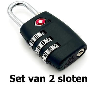 Set van 2 TSA Cijfersloten – 3-Cijferige Combinatie – Voor Koffers & Bagage – Zwart
