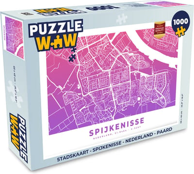 Puzzel Stadskaart - Spijkenisse - Nederland - Paard - Legpuzzel - Puzzel 1000 stukjes volwassenen - Plattegrond