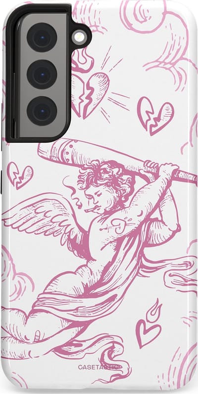 Casetastic Hoesje Geschikt voor Samsung S22 - Stijlvolle Beschermende Duo-layer Case - Engel Roze Liefde