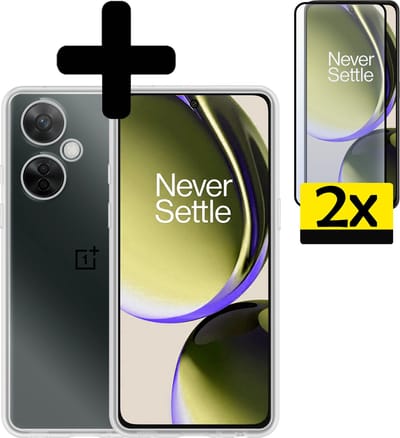 Hoesje - Met 2x Screenprotector - Geschikt voor OnePlus Nord CE 3 Lite - Sterk & Shockproof - Back Cover - Siliconen Case - Telefoon Hoes - Telefoonhoesjes - Transparant