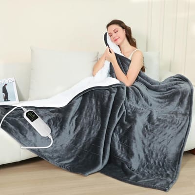 Elektrische Deken met 8 Warmtestanden en Timer - 180x130 cm Wasbare Flanellen Warmtedeken