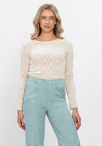Ydence Top Loiza Tops & T-shirts Dames - Shirt - Creme - Maat XS