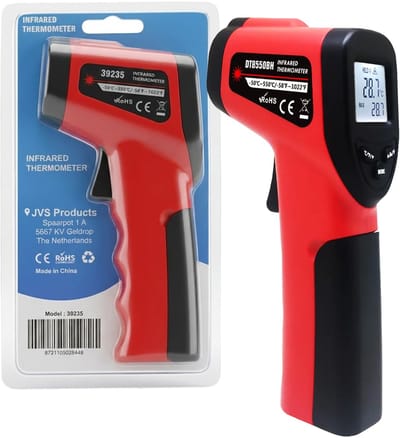 Infrarood Thermometer - Digitaal - Meetbereik van -50 tot +550°C - Warmtemeter - Laser - Rood
