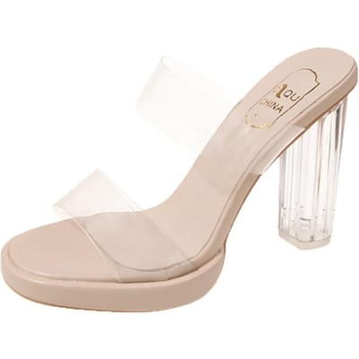 Dames Transparante Hoge Hakken Zomer Nieuwe Mode Sexy Ronde Neus Comfortabele Vismond Luxe Hoge Hak Sandalen 37 schoon