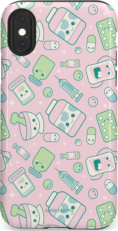 Casetastic Hoesje Geschikt voor Apple iPhone X/Xs - Stijlvolle Beschermende Duo-layer Case - Geneeskrachtig Roze