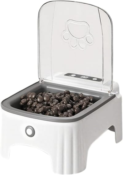 700 ml Automatische Dierenvoeder - Slimme Opklapbare Deksel voor Honden en Katten - Digitale Display Voerbak voor Puppies en Kattens - Geschikt voor Droogvoer en Natvoer - Grijs