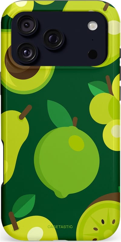Casetastic hoesje geschikt voor Apple iPhone 17 Pro Max - MagSafe - Dubbellaagse bescherming - Peren Appel Groen - Fashion Case - Donkergroen Geel