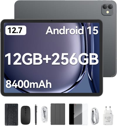 Blackview LINK 8 Tablet - Octa Core G100 Tablet - 12.7 Inch - 36 GB RAM + 256 GB ROM - Android 15 Tablet - Met Toetsenbord(QWERTY), Beschermhoes, Muis, Stylus - 8400 mAh - 90 Hz 2K FHD Scherm - Widevine L1 - 5G WiFi - Gezichtsherkenning - Zwart