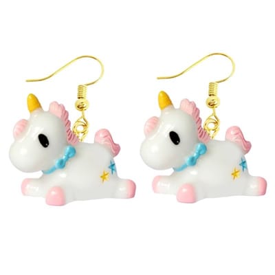 Fako Bijoux® - Oorbellen - Eenhoorn / Unicorn - Kunststof - Regenboog