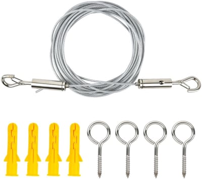 Klimhulpset met 5M 3.5mm stalen touw, roestvrijstalen spanlijn voor planten, kledinglijn en gordijnen, ideaal voor verlichting en railingen