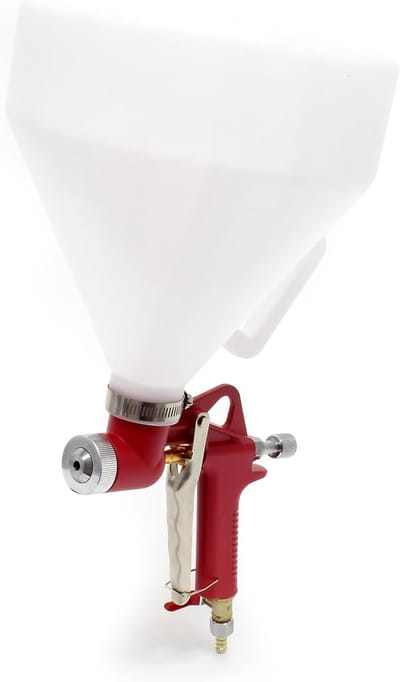 Trechterpistool - Sauspistool Spuitpistool - Pleisterwerk Aanbrengen - 6L Inhoud Perslucht - 3 Sproeistukken - Rood Wit