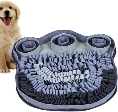 Snuffelmat Hond - Voer Puzzel - Mentale Stimulatie - Natuurlijk Foerageergedrag - 49x49cm - Blauw