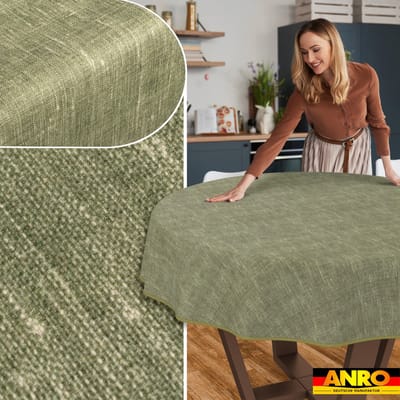 ANRO Tafelkleed Effen linnenlook Meerkleurig Rond Ø140cm Met sierband Afwasbaar Waterafstotend