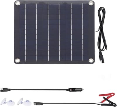 Zonnepaneel Kit - Draagbare Energie - Batterij Onderhoud - IP65 Waterdicht - 10W Output - Zwart