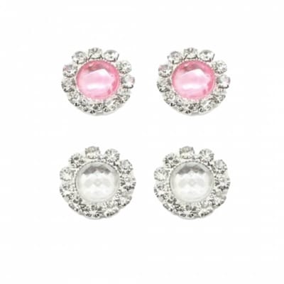 2 paar Allergievrije oorbellen Roze en wit 10 mm