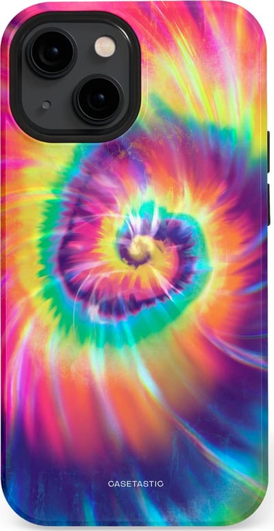 Casetastic hoesje geschikt voor Apple iPhone 13 mini - MagSafe - Dubbellaagse bescherming - Kleurrijke draaikolk - Fashion Case - Donkerblauw Roze Goud Lavendel