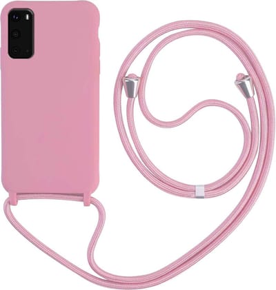 HB Hoesje Geschikt voor Samsung Galaxy S20 FE - Roze - Siliconen Back Cover met Koord - Telefoonhoesje met Koord - Crossbody Lanyard Cord Case