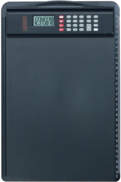 Alassio Klembord, DIN A4, met rekenmachine, zwart