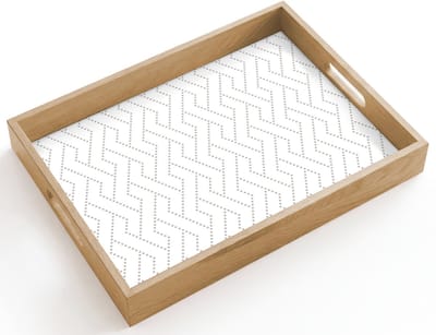 Dienblad hout 40x30 cm - Schootdienblad - Grafisch - Patroon - Modern - Geweven - Borrelplank rechthoek - Plateau dienbladen