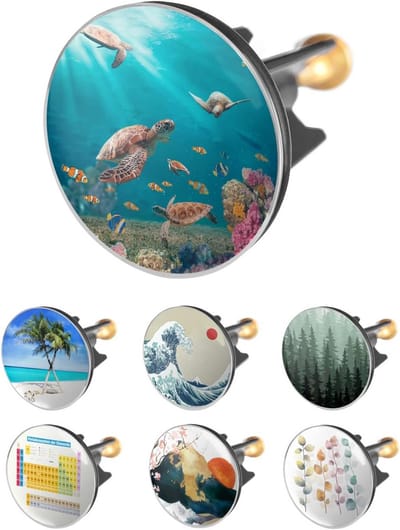 Universele Wastafelstop 40mm met Zeedieren Print - Roestvrij & Waterdicht