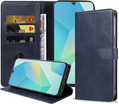 Geschikt voor Samsung Galaxy A16 Telefoonhoesje Kunstleer met Magnetisch lipje en Pasjeshouder Book Case met Klepje - Blauw - Smartphonica geschikt voor Samsung Galaxy A16