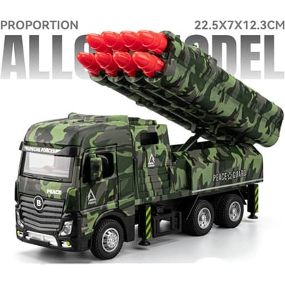 1:Modèle Réduit de Camion Lance-Missiles Échelle 32 Voiture Jouet Lance-Roquettes Véhicule Métal Moulé sous Pression Son Lumière Tirer en Arrière Modèles Militaires Cadeaux Garçons