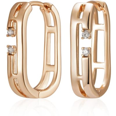 Boucles d'oreilles créoles géométriques tendance couleur or rose pour femmes Accessoires brillants en zircon naturel Bijoux vintage pour mariée mariage beige