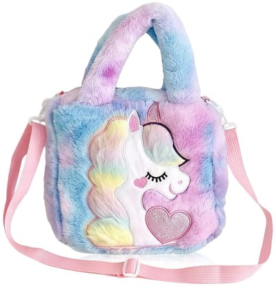Dailygoods- Eenhoorn Schoudertas - Verstelbare Schouderriem - Pluche Handtas - Geborduurde Koerierstas - Geschikt voor Kinderen - Duurzaam Materiaal - Kindertas