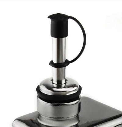 New Age Devi - Schenktuit met Dop - Rubberen afsluiting - Schenkdop - Olie - Diner - Keuken- accessoires - RVS - Zwart - 1 Stuk