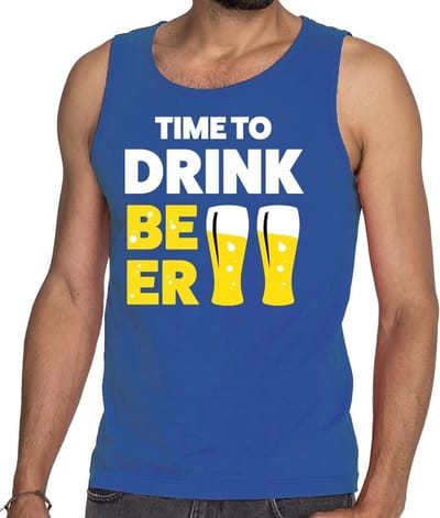 Time to drink Beer tekst tanktop / mouwloos shirt blauw heren - heren singlet Time to drink Beer S