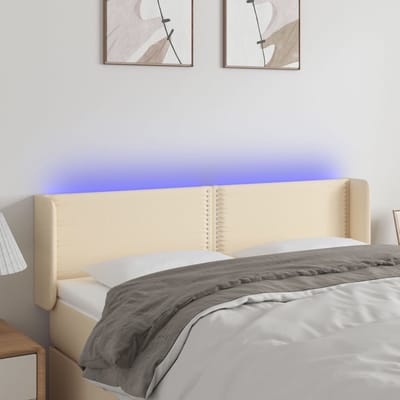 vidaXL - Hoofdbord - LED - 147x16x78/88 - cm - stof - crèmekleurig