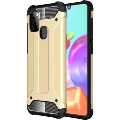 CaseBody Samsung Galaxy A21s Hoesje Shockproof Steel Armor Goud