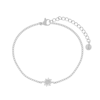 Essentialistics - Armband gevlamd zonnetje - Volwassenen - Zilverkleur - Stainless steel (verkleurt niet) - Verlengkettinkje