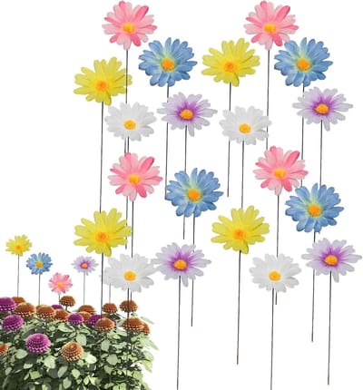 Metalen Madeliefjes - Tuinstekers Bloemen - Tuin Decoratie - Weerbestendig Metaal - 5.5 x 30 cm - Meerkleurig