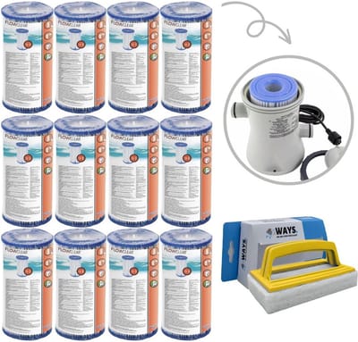 Bestway - Type IV filters geschikt voor filterpomp 58391 - 12 stuks & WAYS scrubborstel