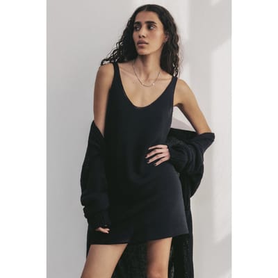 Mikuta The Black Thin Knit Dress Black Maat: S | Mini Jurken Outlet | Dames | Zwart