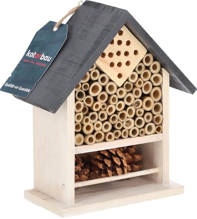KOTARBAU® Insectenhotel Voor In De Tuin, Hout, 80x150x200 mm, Wit & Grijs- Lieveheersbeestjes Huisje, Insectenhotel Voor Wilde Bijen, Insectenhuis om op te Hangen