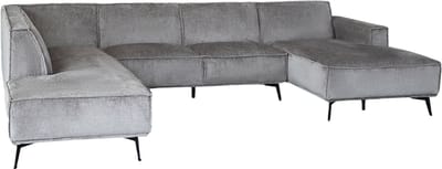 Tower Living Bank Leeds Chaise Longue R 2,5-zits Ottoman L Touch 27 Lichtgrijs