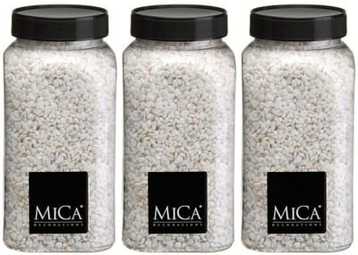 Mica Decorations decoratie stenen/granulaat - 3x - 650ml - wit - hobby steentjes