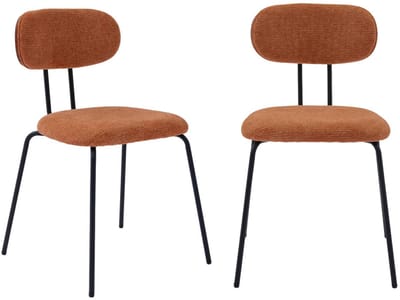 sweeek - 2 stoelen gebogen hout walnootkleur en waterafstotende stof, poten mat zwart metaal - l 45 x b 55 x h 80cm - erin