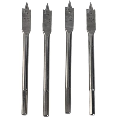 Ensemble de 4 Forets à Auger Plat Plat à Pagaie Acier à Haute Teneur en Carbone Outils Manuels pour le Travail du Bois Quincaillerie 12mm