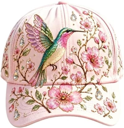 Dames Pet - 'Garden Morning'-honkbalpet voor Dames - Verstelbare Baseball Cap - Afdrukken Honkbalpet - Botanische Cottagecore-pet voor Dames - Ademend - Vizierpet - Outdoorhoed - Cadeau voor Tuiniersters - Roze - SOLLBRY®