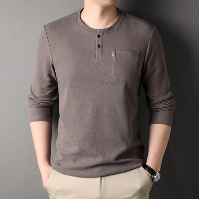 Herfstkleding voor mannen van middelbare leeftijd T-shirt met ronde hals Jas Nieuwe mode T-shirt met lange mouwen XL