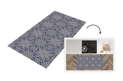 Keukenloper 120x60 cm - Keukenmat vinyl Mandala - Blauw - Patronen - Keukenmatten loper - Keuken vloerkleed tapijt