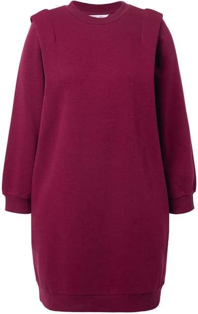 Studio Untold - Dames - Sweatjurk oversized ronde hals lange mouwen - Wijnrood - Maat 50+