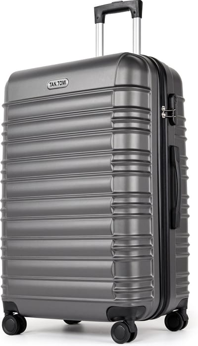 TAN.TOMI Koffer 95L Handbagage Ruimbagage - Cijferslot - Reiskoffer - Trolley Koffer met Wielen - Ddonkergrijs