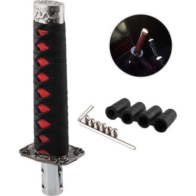 Auto Versnellingspook Knop Samurai Versnellingspook met 4 Adapters Universele Pasvorm voor Handgeschakelde Auto's Meeste Automatische Auto's black