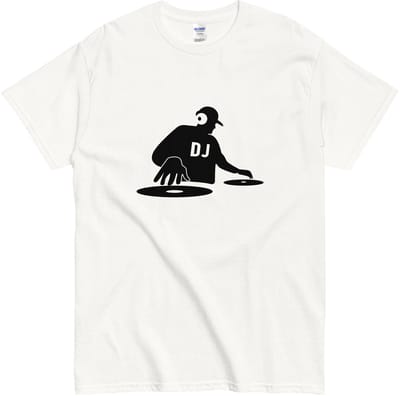 DJ T Shirt Heren en Dames - Minimalistisch DJ Design - Muziek - Feestshirt - Wit - S